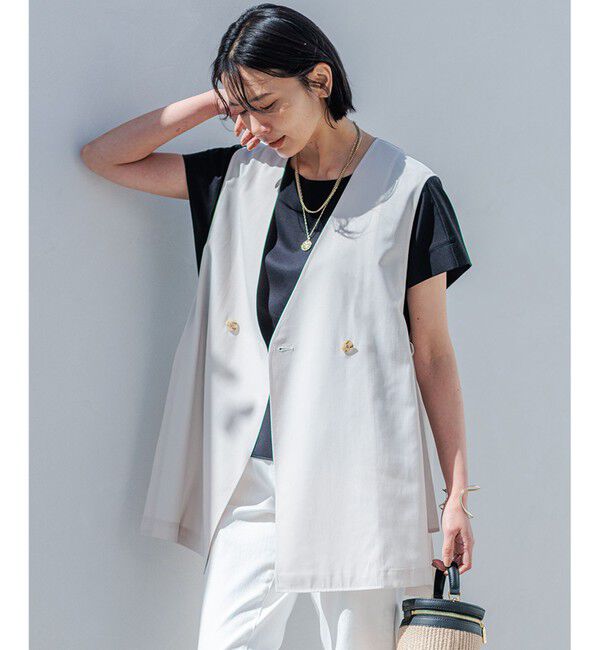 23区「【洗える】シアーマットクロス ジレ」|その他|ベージュ系