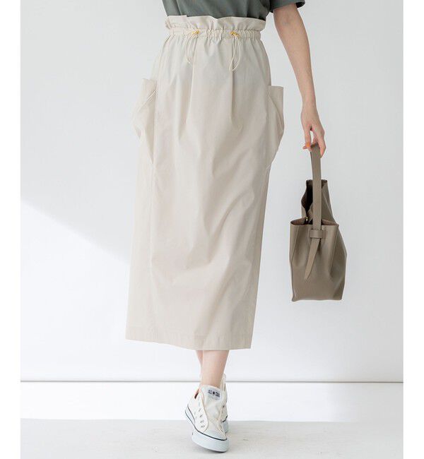 23区「【撥水加工/洗える】ブライトタフタ ドロスト スカート」|スカート|ベージュ系