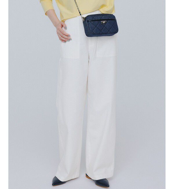 23区「【洗える】スラブツイルストレッチ ワイド パンツ」|その他|ホワイト系