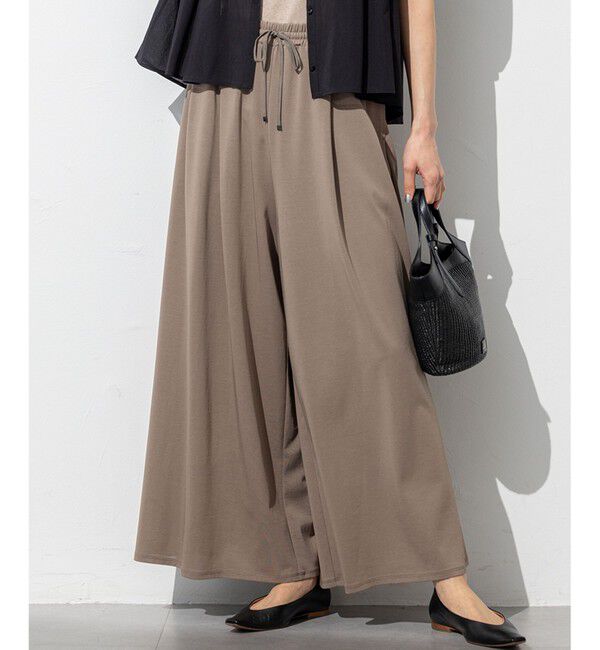 23区「【接触冷感/洗える】ツイストコットンプレーティング ワイド パンツ」|その他|ブラウン系