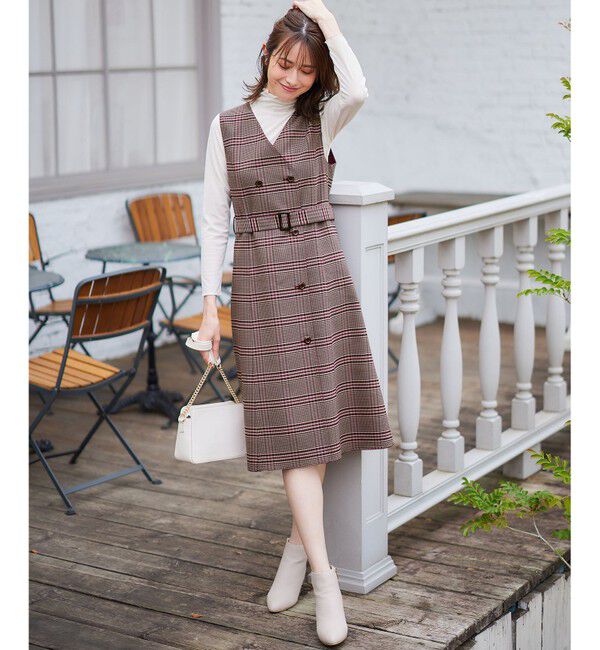 any SiS「【美人百花10月号掲載】リバーシブルチェックラップ ワンピース」|ワンピース|
