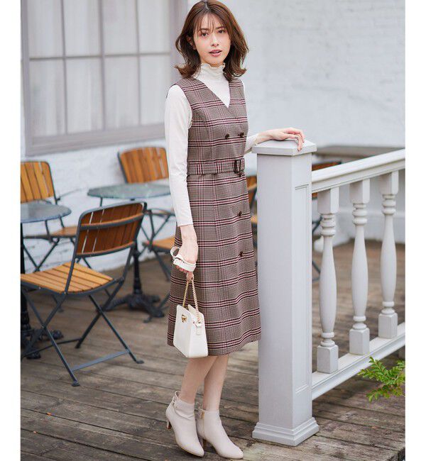 any SiS「【美人百花10月号掲載】リバーシブルチェックラップ ワンピース」|ワンピース|