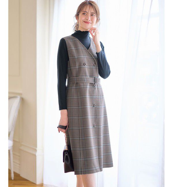 any SiS「【美人百花10月号掲載】リバーシブルチェックラップ ワンピース」|ワンピース|ﾌﾞﾗｳﾝﾁ