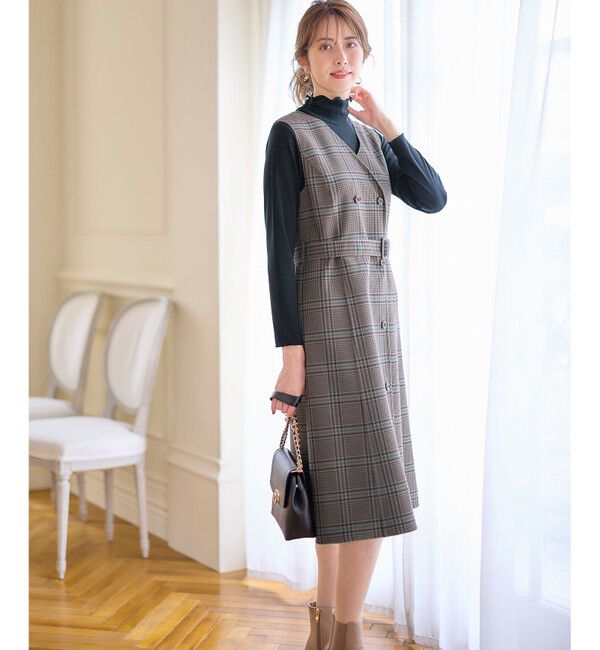 any SiS「【美人百花10月号掲載】リバーシブルチェックラップ ワンピース」|ワンピース|