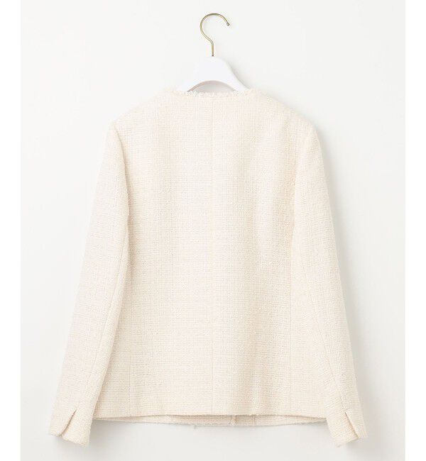 ANY SIS「ツイードノーカラーミドル ジャケット」|ノーカラージャケット|