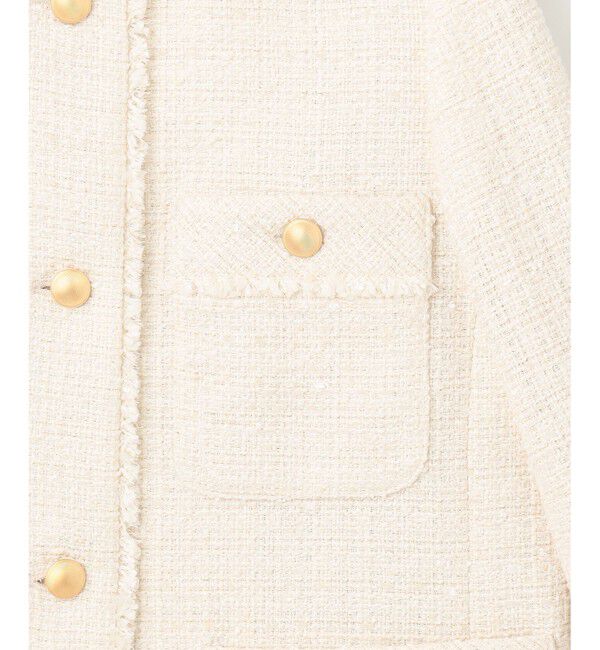 ANY SIS「ツイードノーカラーミドル ジャケット」|ノーカラージャケット|