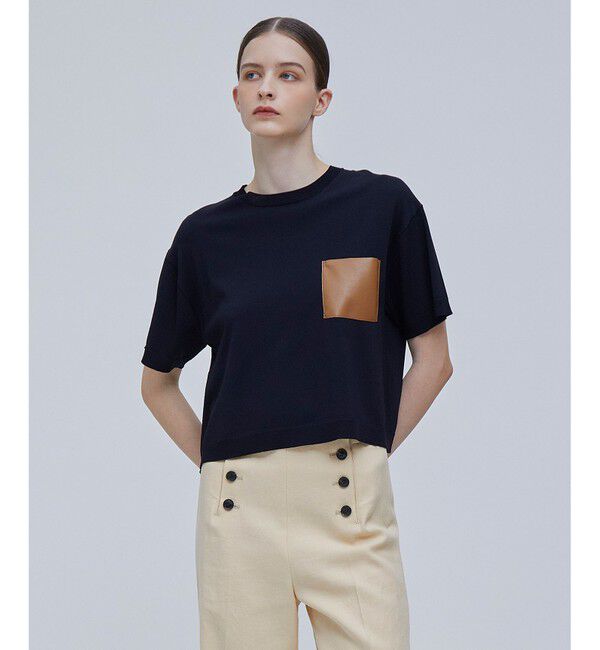 BEIGE,「【上代変更 WEBOFF本部移送済み】 NADIA / ニットTシャツ」|ニット・セーター|Navy x Camel