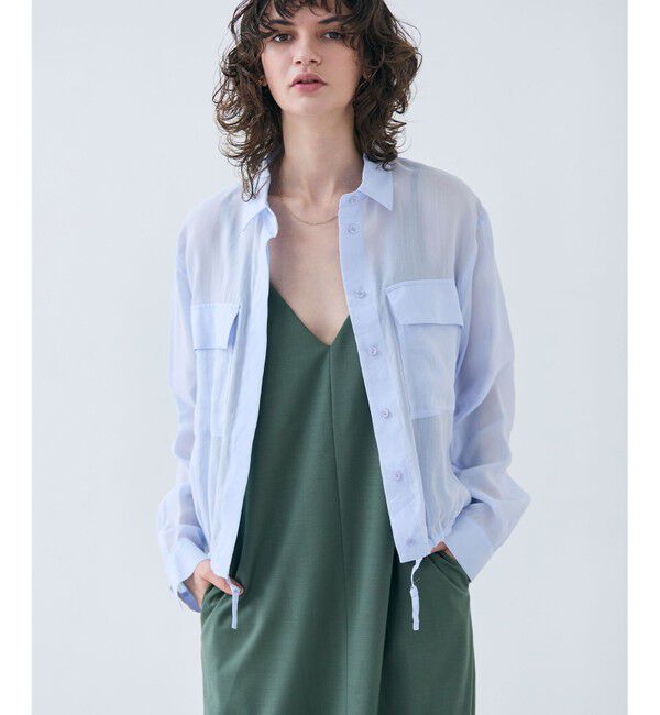 BEIGE,「【洗える・Precious 6月号掲載】PAULINE / ビックポケットドロストリネンブラウス」|シャツ・ブラウス|Sax