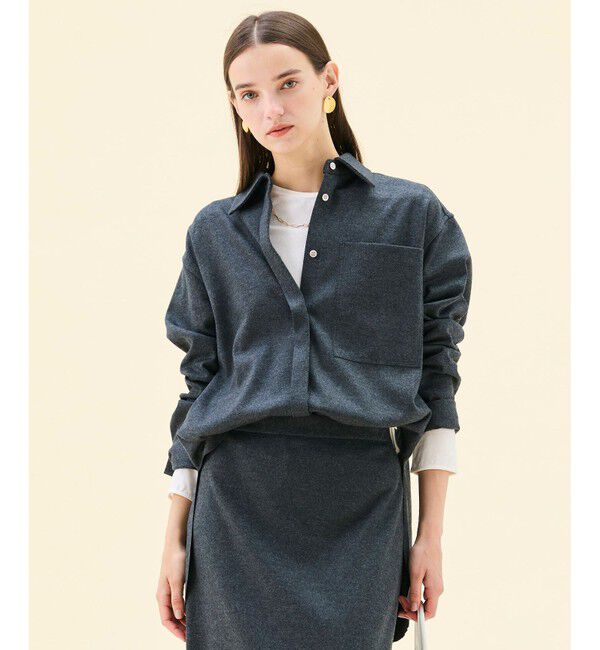 BEIGE,「【Oggi掲載】MONTAIGNE / ウールオーバーサイズシャツ」|シャツ・ブラウス|C.Gray