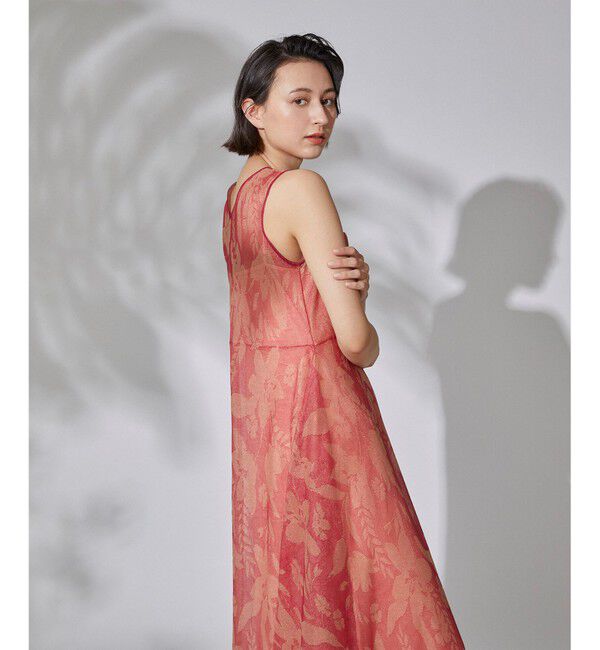  「シアーフラワーJQニットワンピース」|ワンピース|レッド