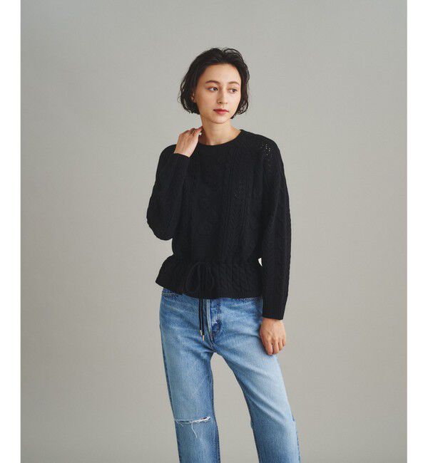  「フローラル刺繍トップ」|ニット・セーター|ブラック