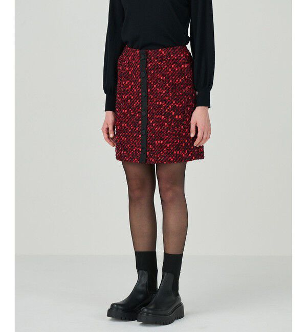 Grace Class「リボンヤーンツイードスカート」|スカート|レッド