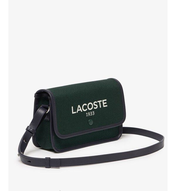 LACOSTE「ヘリテージキャンバス フラップクローズコットンショルダーバッグ」|ショルダー・メッセンジャー|モスグリーン