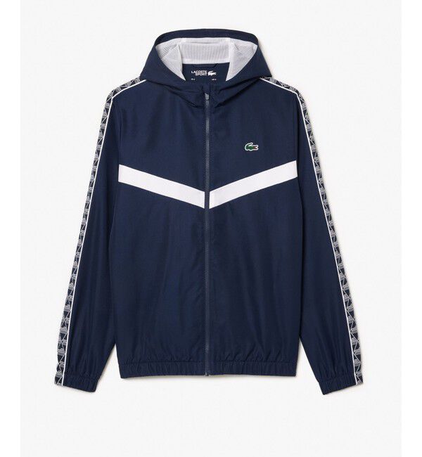 LACOSTE「撥水 スリーブテーピング ジップアップトラックフーディー / トラックジャケット」|パーカー|