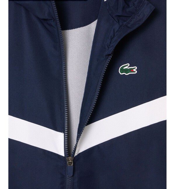 LACOSTE「撥水 スリーブテーピング ジップアップトラックフーディー / トラックジャケット」|パーカー|