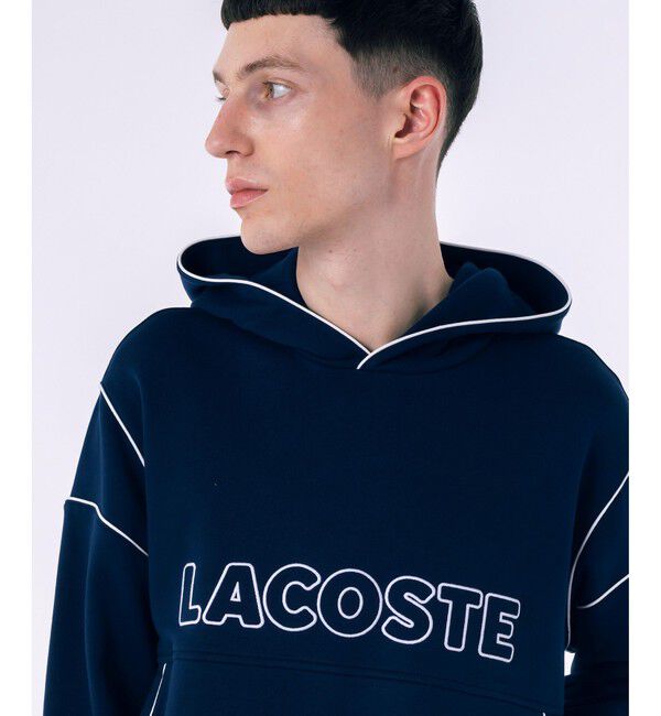 LACOSTE「アウトラインネームステッチスウェットフーディー / 裏パイルスウェットパーカー」|パーカー|