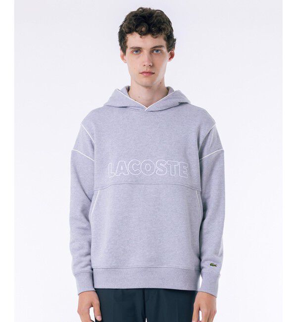 LACOSTE「アウトラインネームステッチスウェットフーディー / 裏パイルスウェットパーカー」|パーカー|グレー