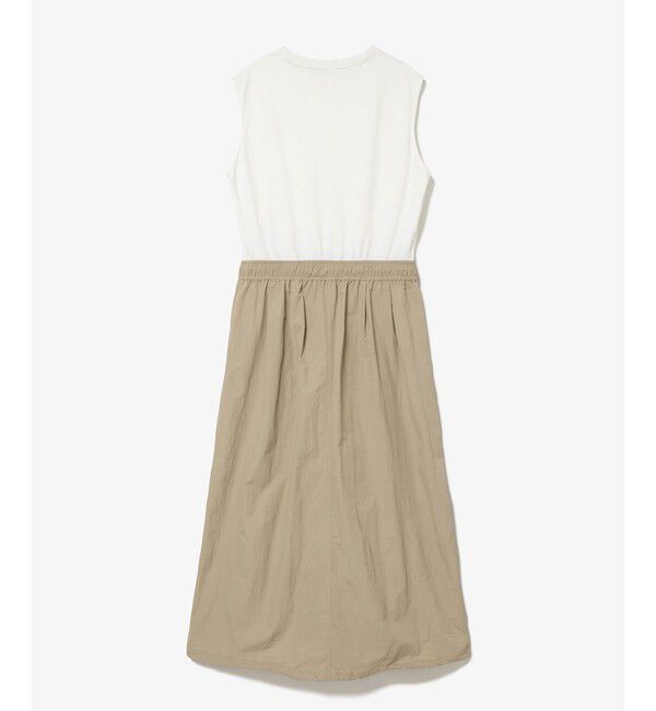 LACOSTE「異素材切り替え バルーンシルエット コンビネーションノースリーブドレス ワンピース」|ワンピース|