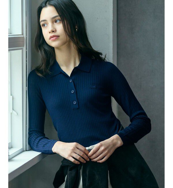 LACOSTE「3Dニッティングメリノウールポロセーター」|ニット・セーター|ネイビー