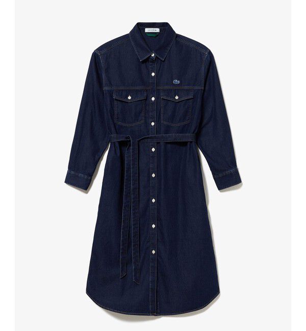 LACOSTE「ロングデニムシャツドレス / シャツワンピース ウエストベルト付き」|ワンピース|