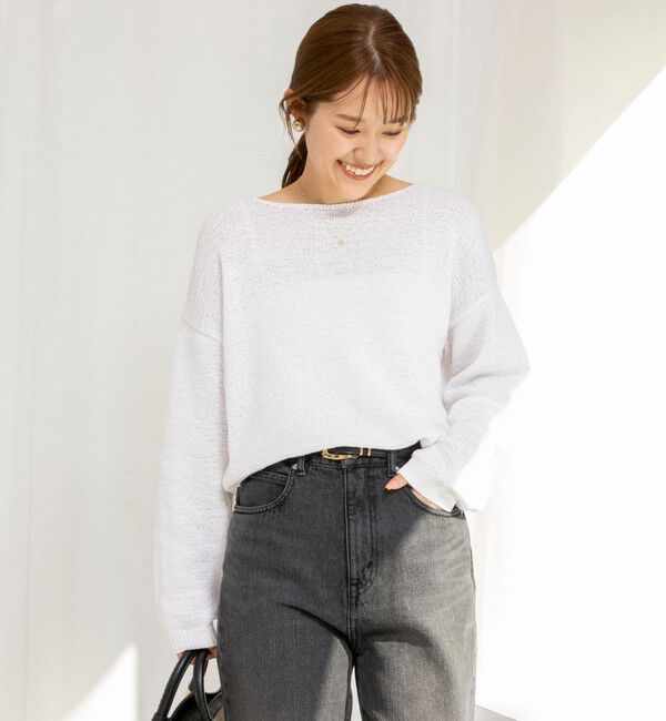 Rie Miller「《手洗い可能》テープヤーンボートネックプルオーバーニット」|ニット・セーター|