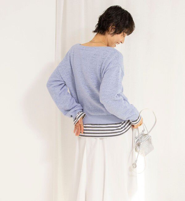 Rie Miller「《手洗い可能》テープヤーンボートネックプルオーバーニット」|ニット・セーター|