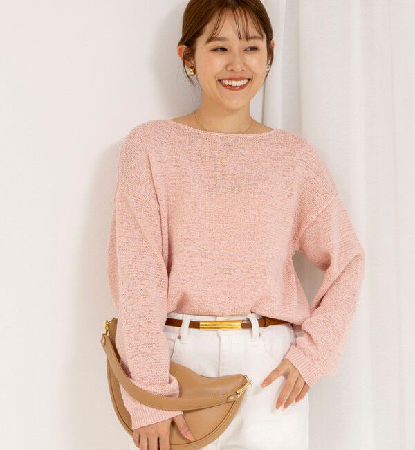 Rie Miller「《手洗い可能》テープヤーンボートネックプルオーバーニット」|ニット・セーター|