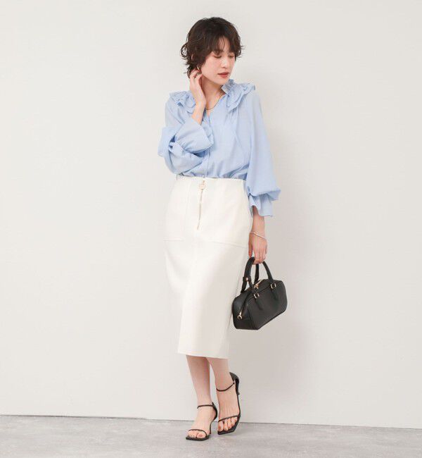 NOLLEY'S sophi「ウォッシャブルボンディングジョーゼットハーフジップタイトスカート」|タイト|