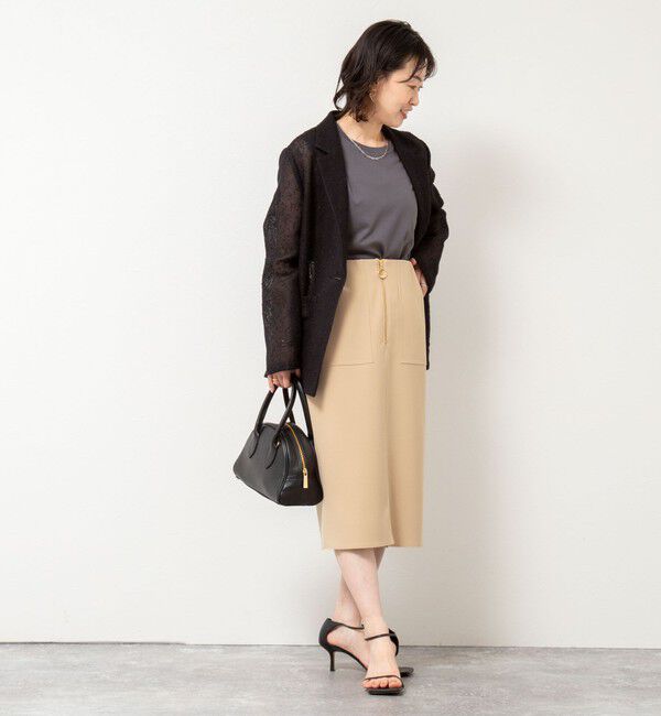 NOLLEY'S sophi「ウォッシャブルボンディングジョーゼットハーフジップタイトスカート」|タイト|