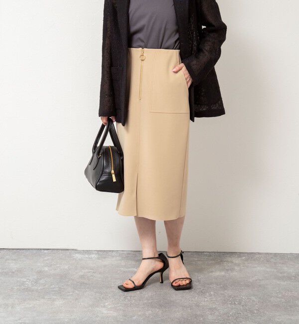 NOLLEY'S sophi「ウォッシャブルボンディングジョーゼットハーフジップタイトスカート」|タイト|