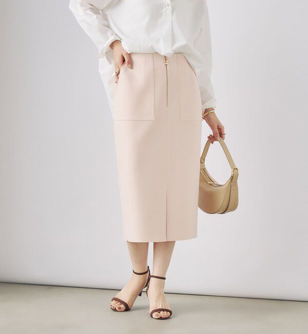 NOLLEY'S sophi「ウォッシャブルボンディングジョーゼットハーフジップタイトスカート」|タイト|