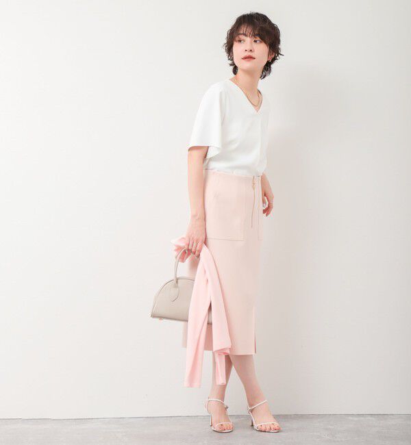 NOLLEY'S sophi「ウォッシャブルボンディングジョーゼットハーフジップタイトスカート」|タイト|