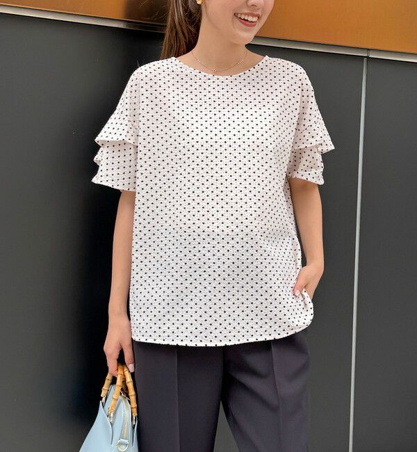 NOLLEY'S「【追加】サッカードットバックフリルブラウス」|シャツ・ブラウス|