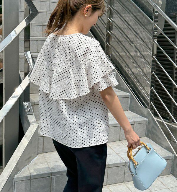 NOLLEY'S「【追加】サッカードットバックフリルブラウス」|シャツ・ブラウス|