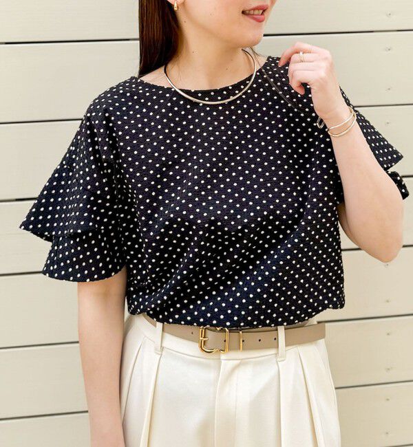 NOLLEY'S「【追加】サッカードットバックフリルブラウス」|シャツ・ブラウス|ブラック系その他3