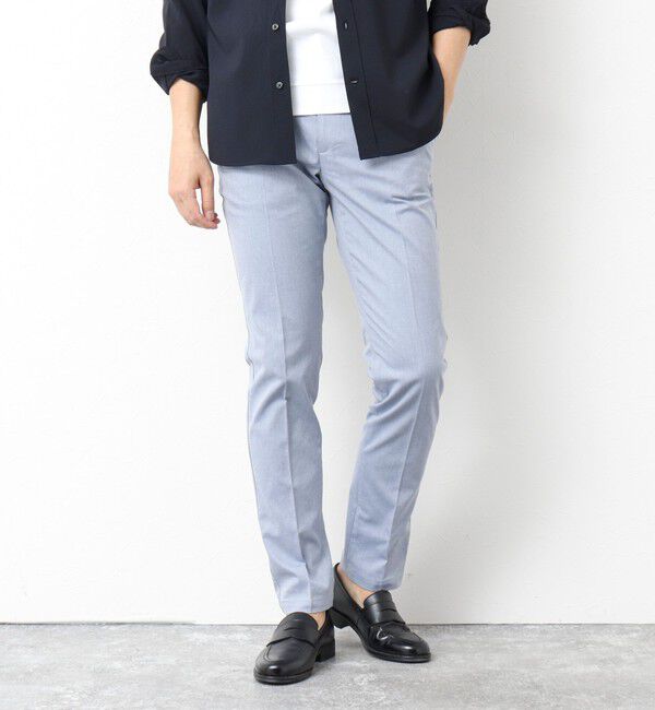 NOLLEY'S goodman「《ビジカジ対応》綿麻COOLMAX スリムフィットパンツ 25SS」|チノ|サックス