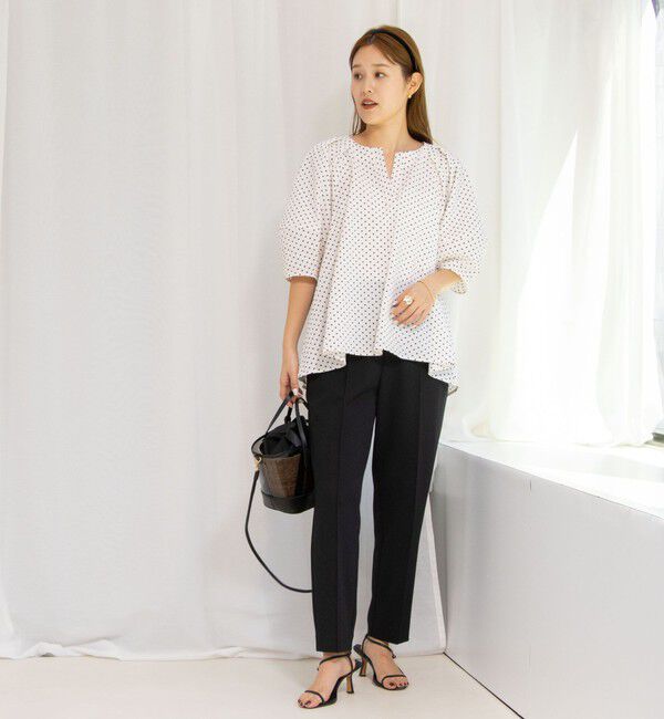 NOLLEY'S「サッカードット5分袖タックブラウス」|シャツ・ブラウス|