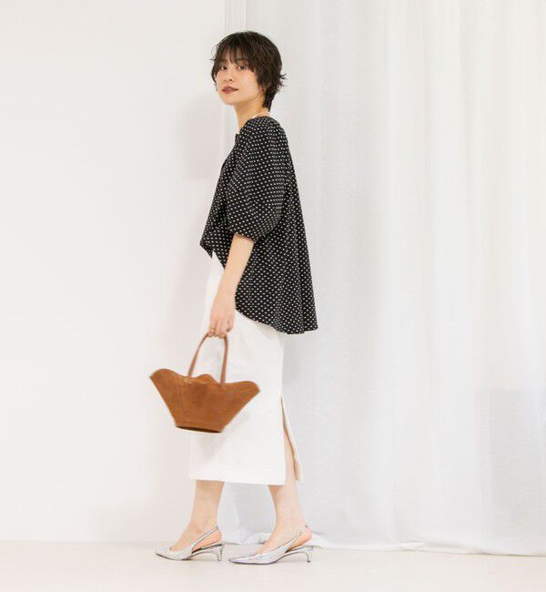 NOLLEY'S「サッカードット5分袖タックブラウス」|シャツ・ブラウス|