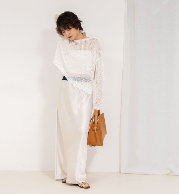 Rie Miller「《手洗い可能》ギマ ポリ/リネン ボートネックプルオーバーニット」|ニット・セーター|