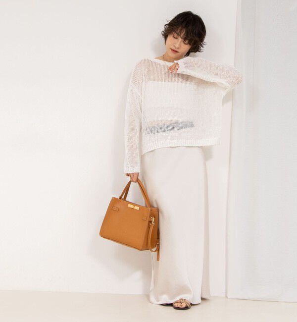 Rie Miller「《手洗い可能》ギマ ポリ/リネン ボートネックプルオーバーニット」|ニット・セーター|