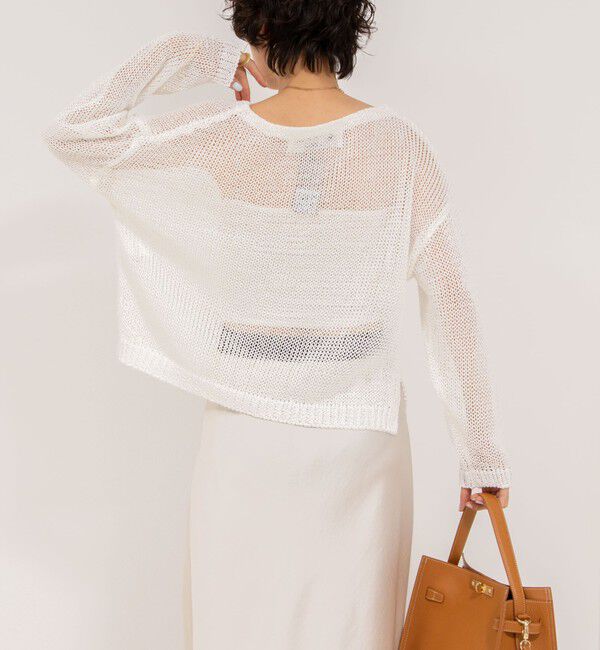 Rie Miller「《手洗い可能》ギマ ポリ/リネン ボートネックプルオーバーニット」|ニット・セーター|