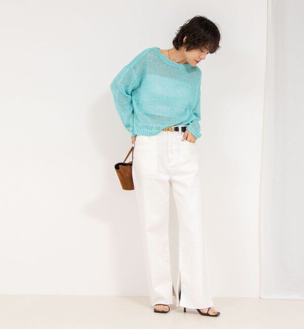 Rie Miller「《手洗い可能》ギマ ポリ/リネン ボートネックプルオーバーニット」|ニット・セーター|