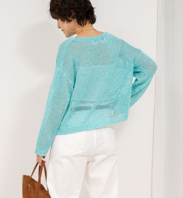 Rie Miller「《手洗い可能》ギマ ポリ/リネン ボートネックプルオーバーニット」|ニット・セーター|