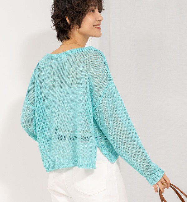 Rie Miller「《手洗い可能》ギマ ポリ/リネン ボートネックプルオーバーニット」|ニット・セーター|