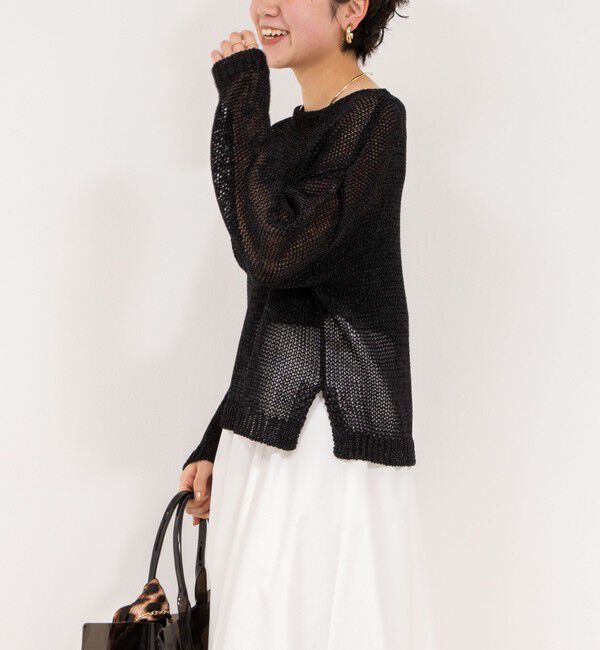 Rie Miller「《手洗い可能》ギマ ポリ/リネン ボートネックプルオーバーニット」|ニット・セーター|