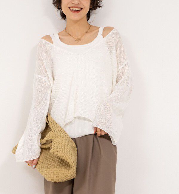 NOLLEY'S「《アンサンブル対応》《手洗い可能》ペーパーヤーン深Vネックプルオーバーニット」|ニット・セーター|