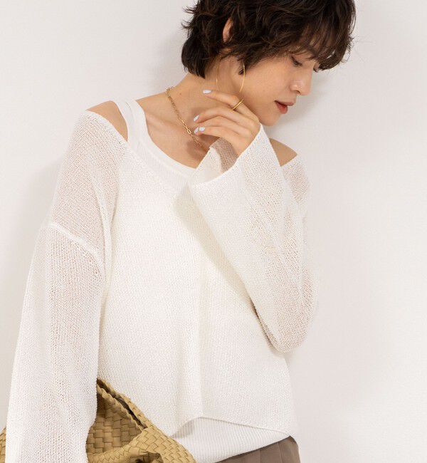 NOLLEY'S「《アンサンブル対応》《手洗い可能》ペーパーヤーン深Vネックプルオーバーニット」|ニット・セーター|