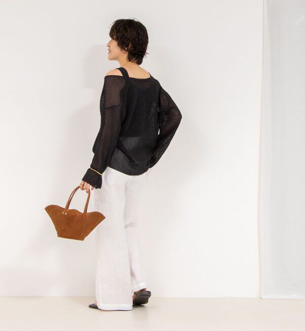 NOLLEY'S「《アンサンブル対応》《手洗い可能》ペーパーヤーン深Vネックプルオーバーニット」|ニット・セーター|