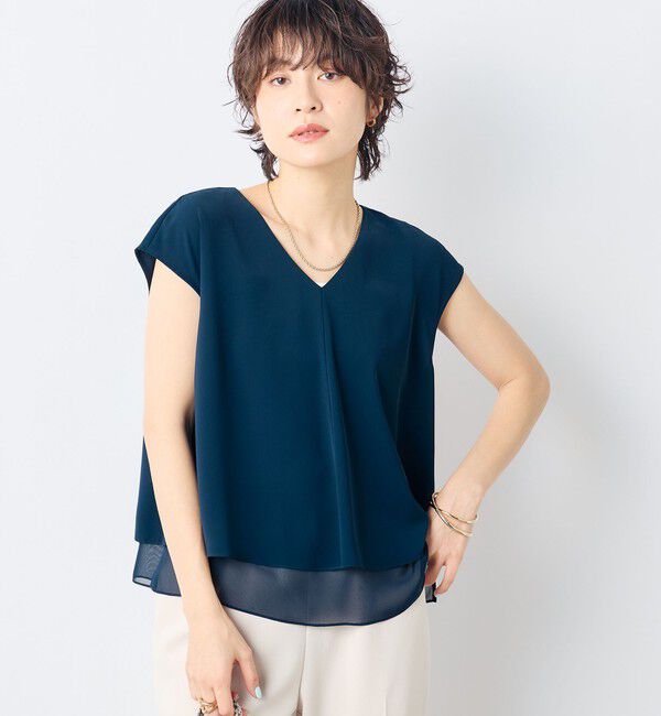 NOLLEY'S sophi「レイヤードVネックブラウス」|シャツ・ブラウス|ネイビー