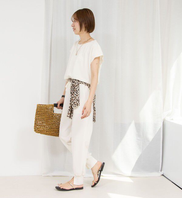 Rie Miller「《セットアップ対応》《手洗い可能》ダンボールジョーゼット裾リブジョガーパンツ」|チノ|